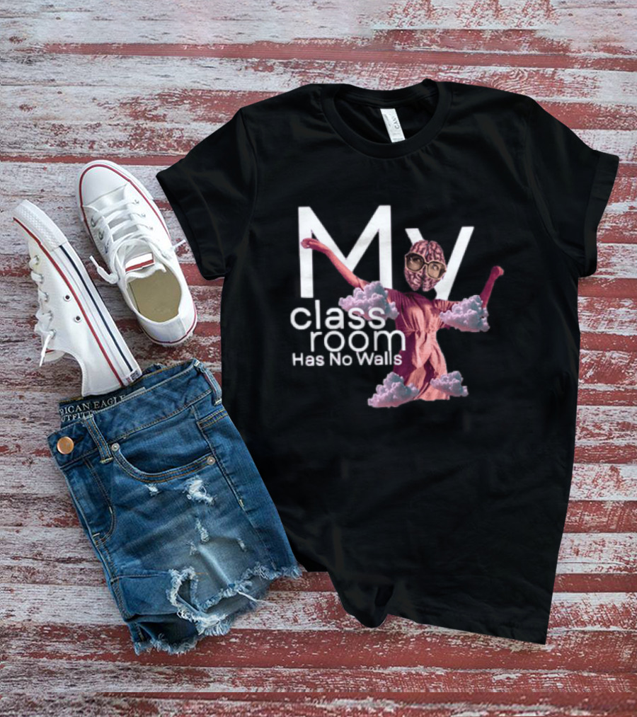 My Classroom Has No Walls Surreal Retro Brain Head Clouds T-Shirt