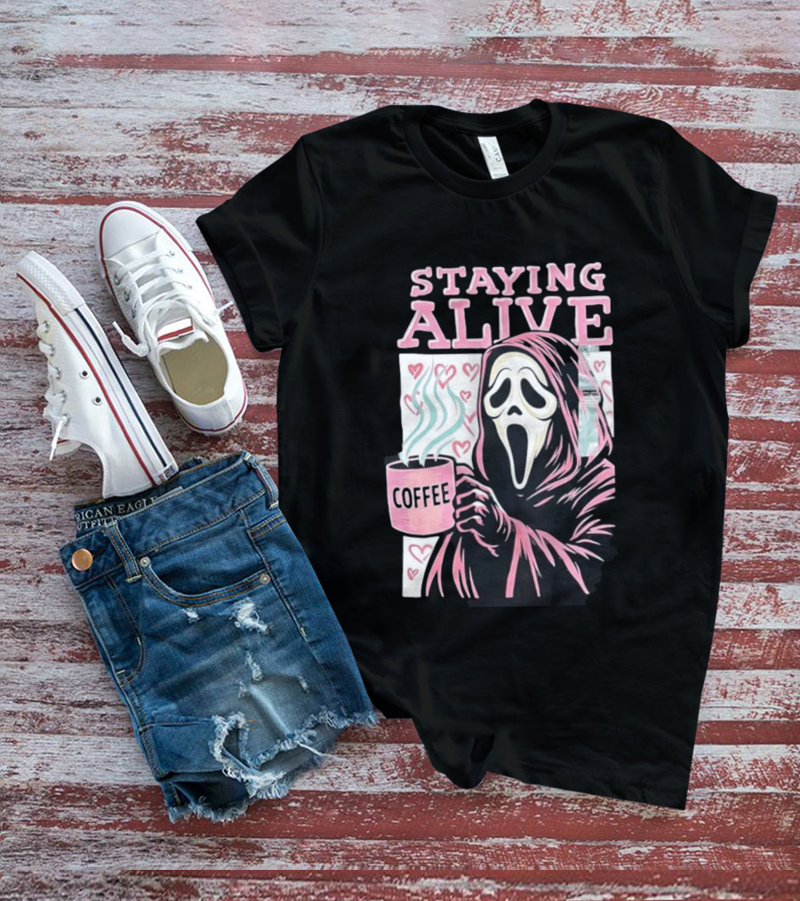 Staying Alive Ghostface Coffee T-Shirt