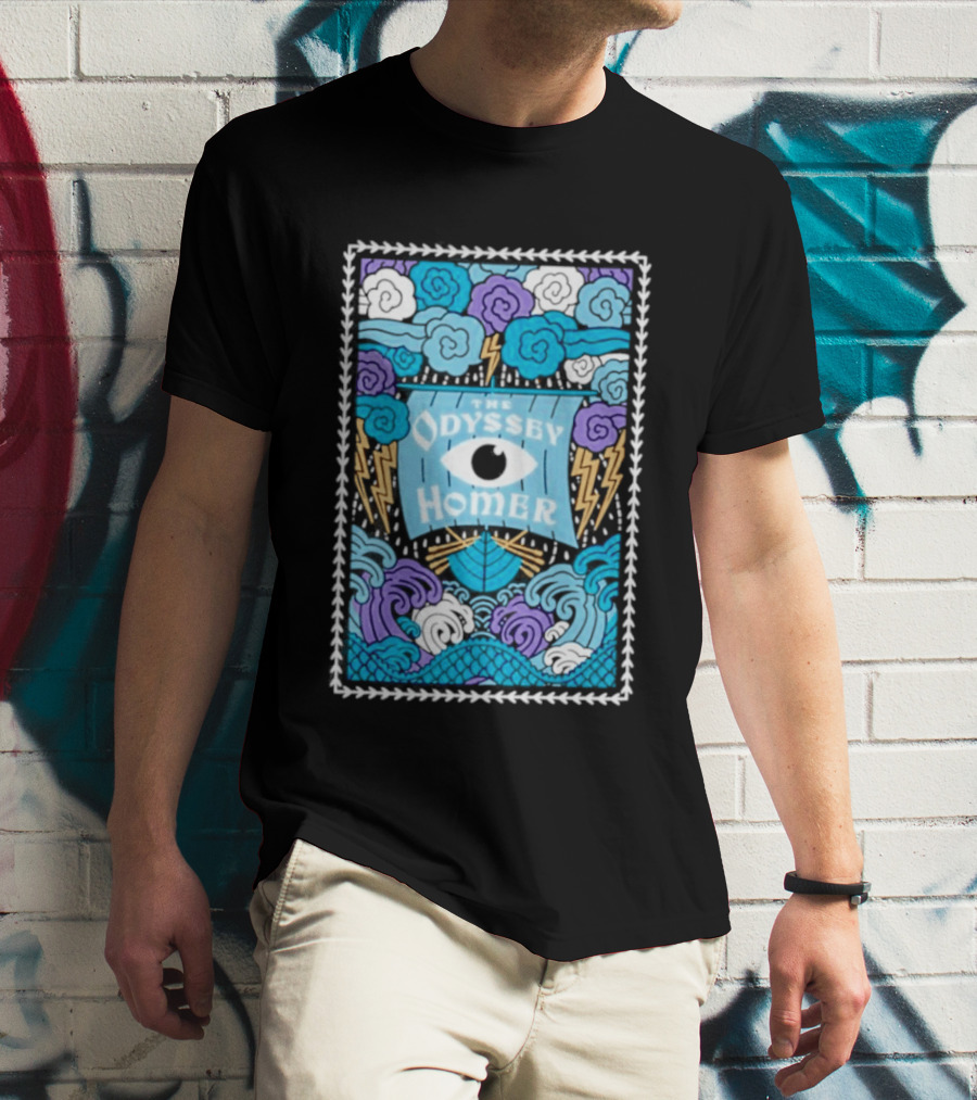 The Odyssey Homer Cyclops Eye Lightning Waves T-Shirt