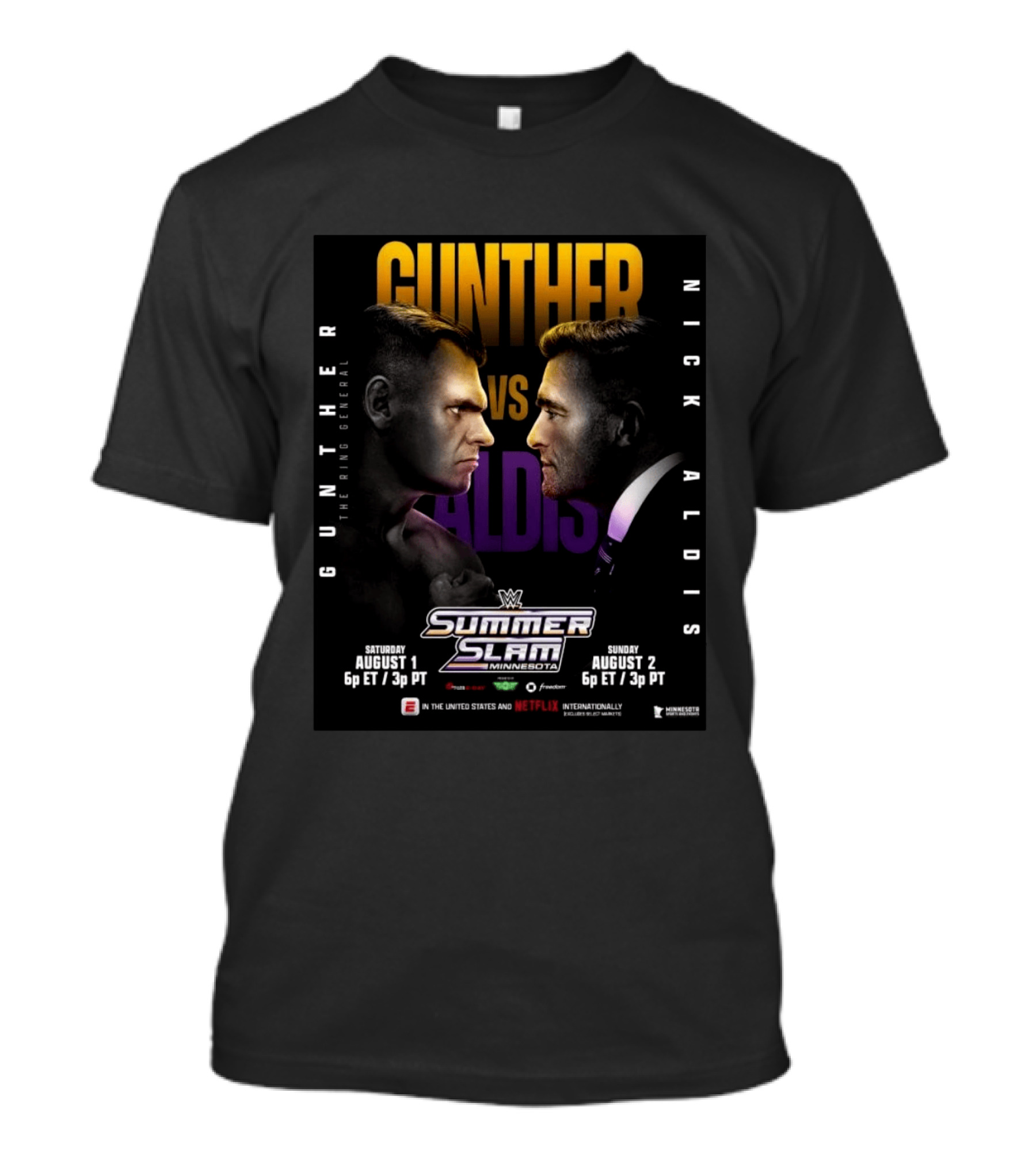 WWE SummerSlam Minnesota 2026 Gunther Vs Nick Aldis August 1 2 Match T-Shirt