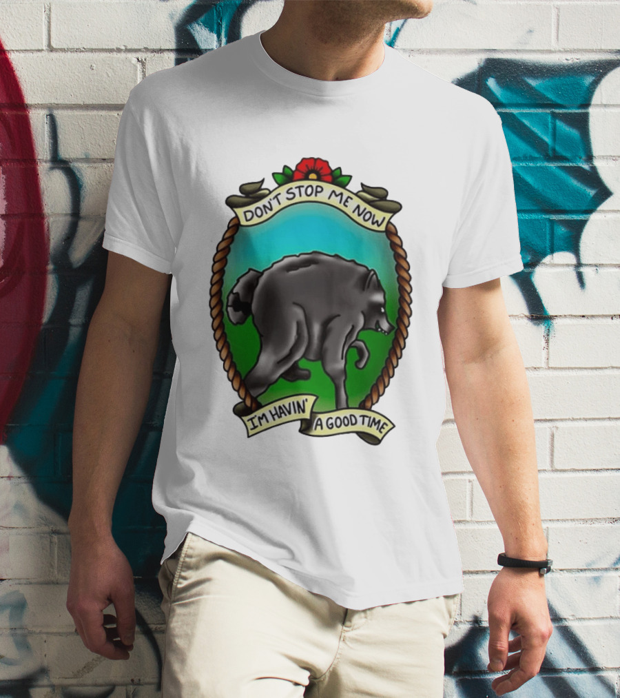 Dancing Wolf Don't Stop Me Now I'm Havin' A Good Time T-Shirt