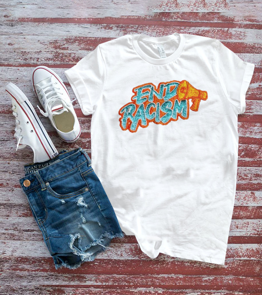 End Racism Embroidered Iron On Patch With Megaphone Applique T-Shirt