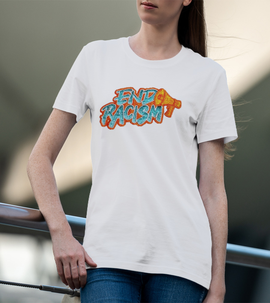 End Racism Embroidered Iron On Patch With Megaphone Applique T-Shirt