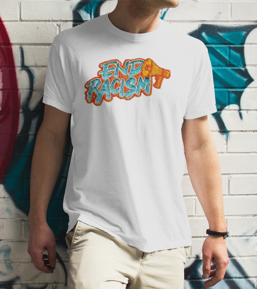 End Racism Embroidered Iron On Patch With Megaphone Applique T-Shirt