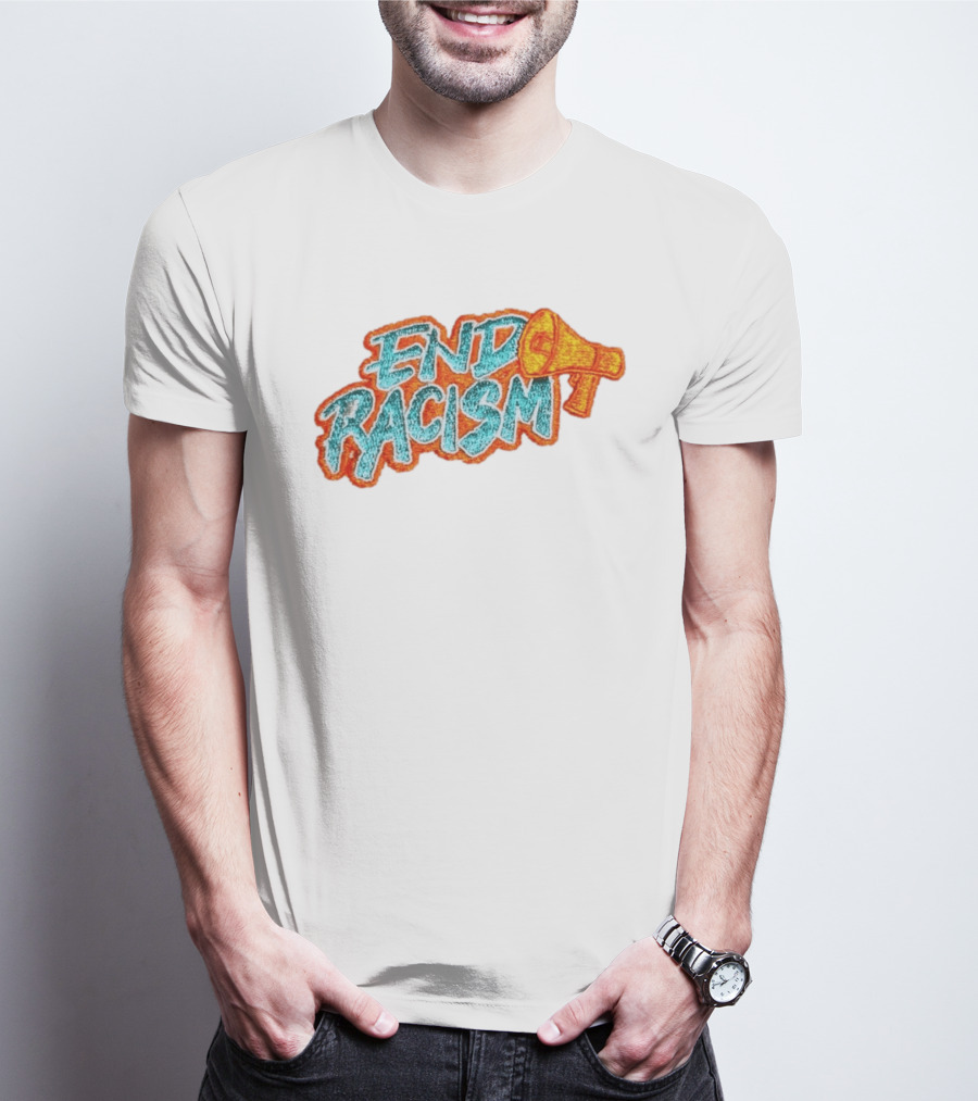 End Racism Embroidered Iron On Patch With Megaphone Applique T-Shirt