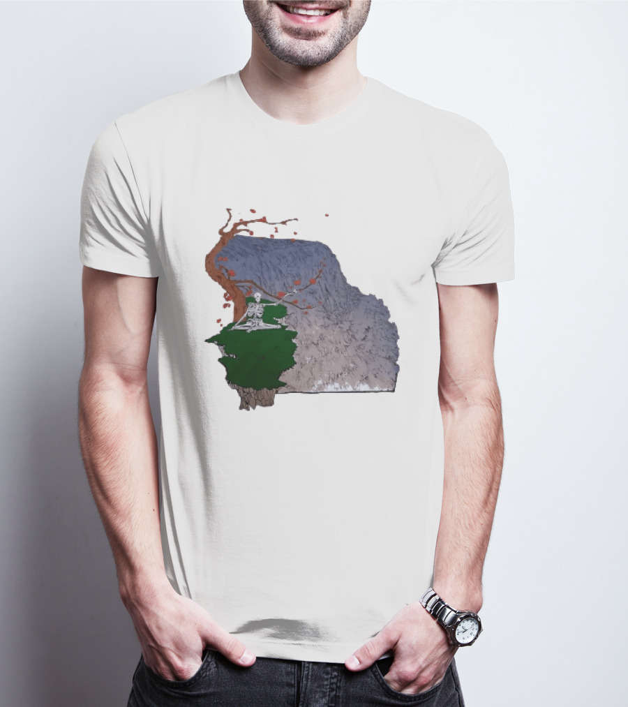 Grateful Dead Skeleton Meditating Under Flowering Tree T-Shirt
