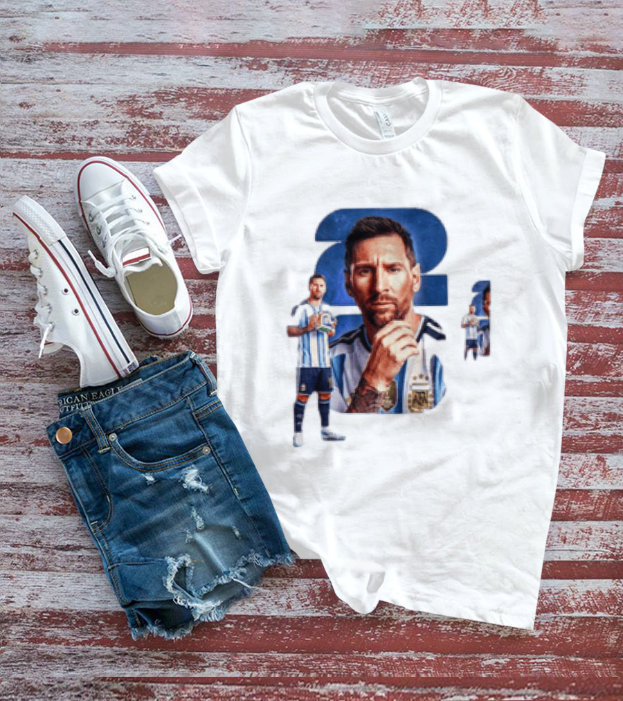 Lionel Messi Argentina Jersey 2023 FIFA World Cup Champion Collage T-Shirt