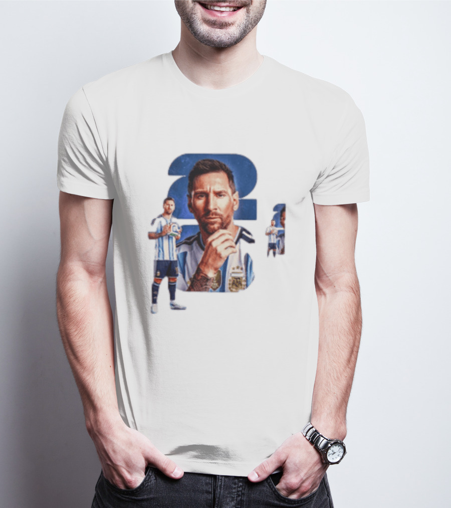 Lionel Messi Argentina Jersey 2023 FIFA World Cup Champion Collage T-Shirt