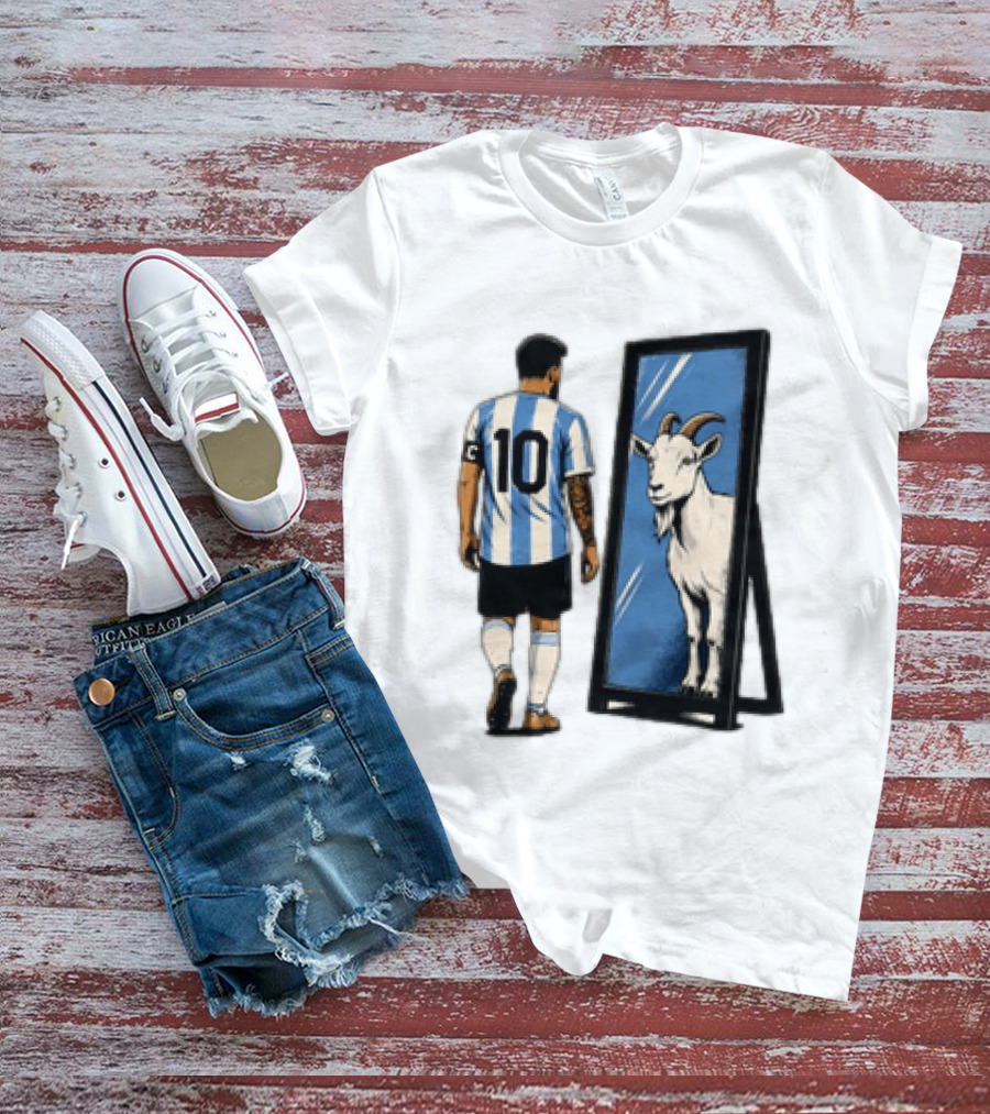 Messi Argentina 10 Reflecting GOAT Mirror Soccer T-Shirt