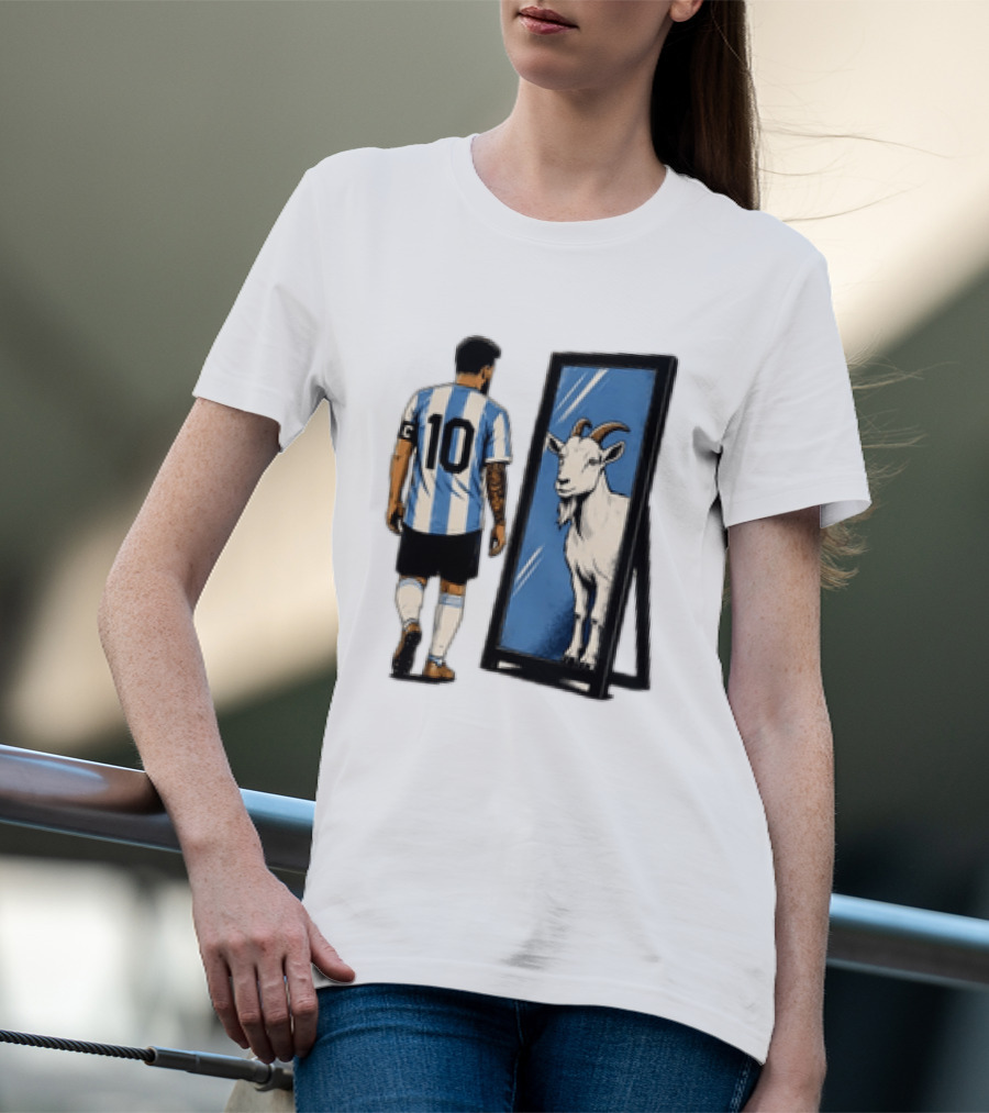 Messi Argentina 10 Reflecting GOAT Mirror Soccer T-Shirt