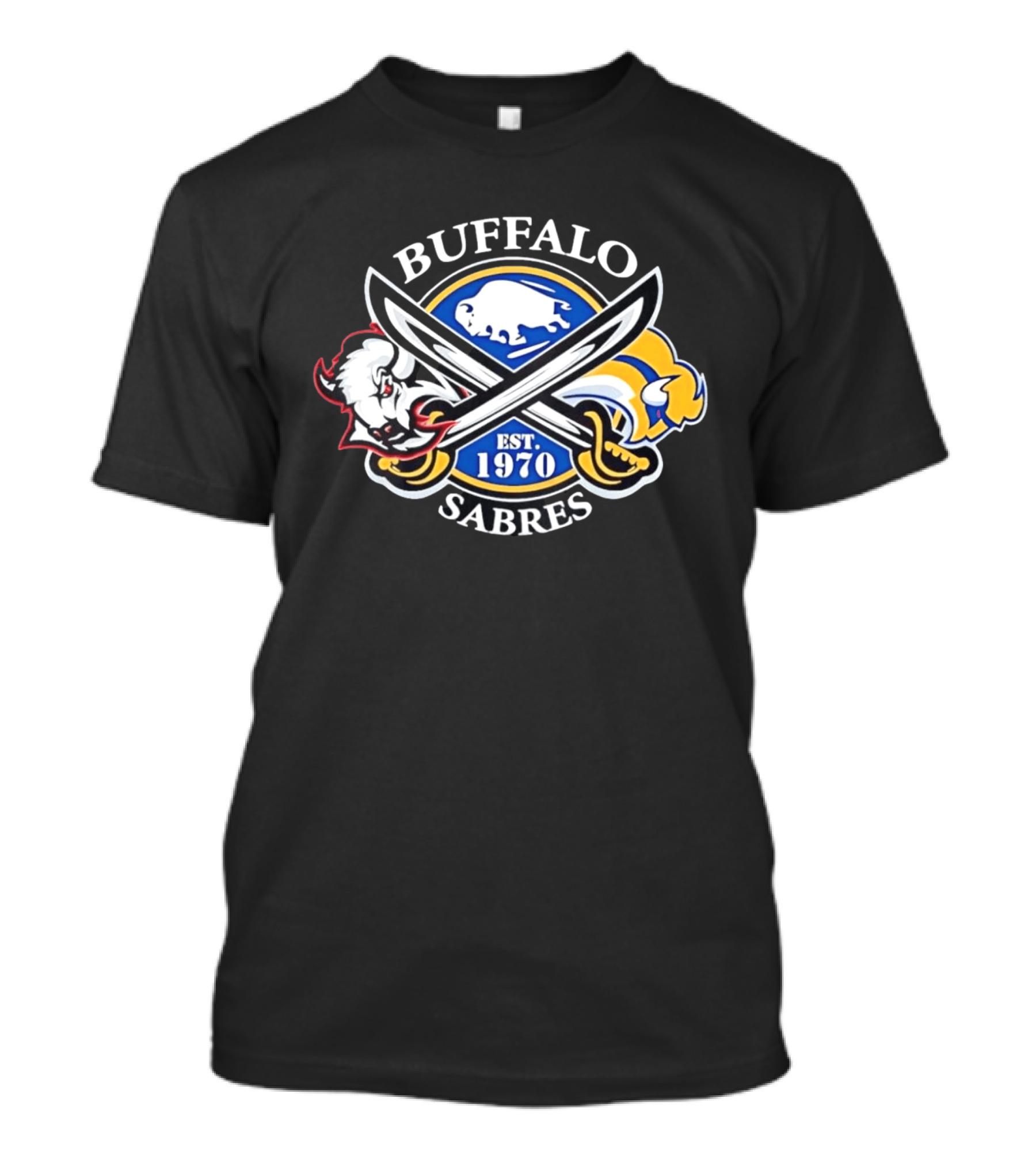 Buffalo Sabres Est 1970 Crossed Sabers Logo With Buffalo And Sabre T-Shirt