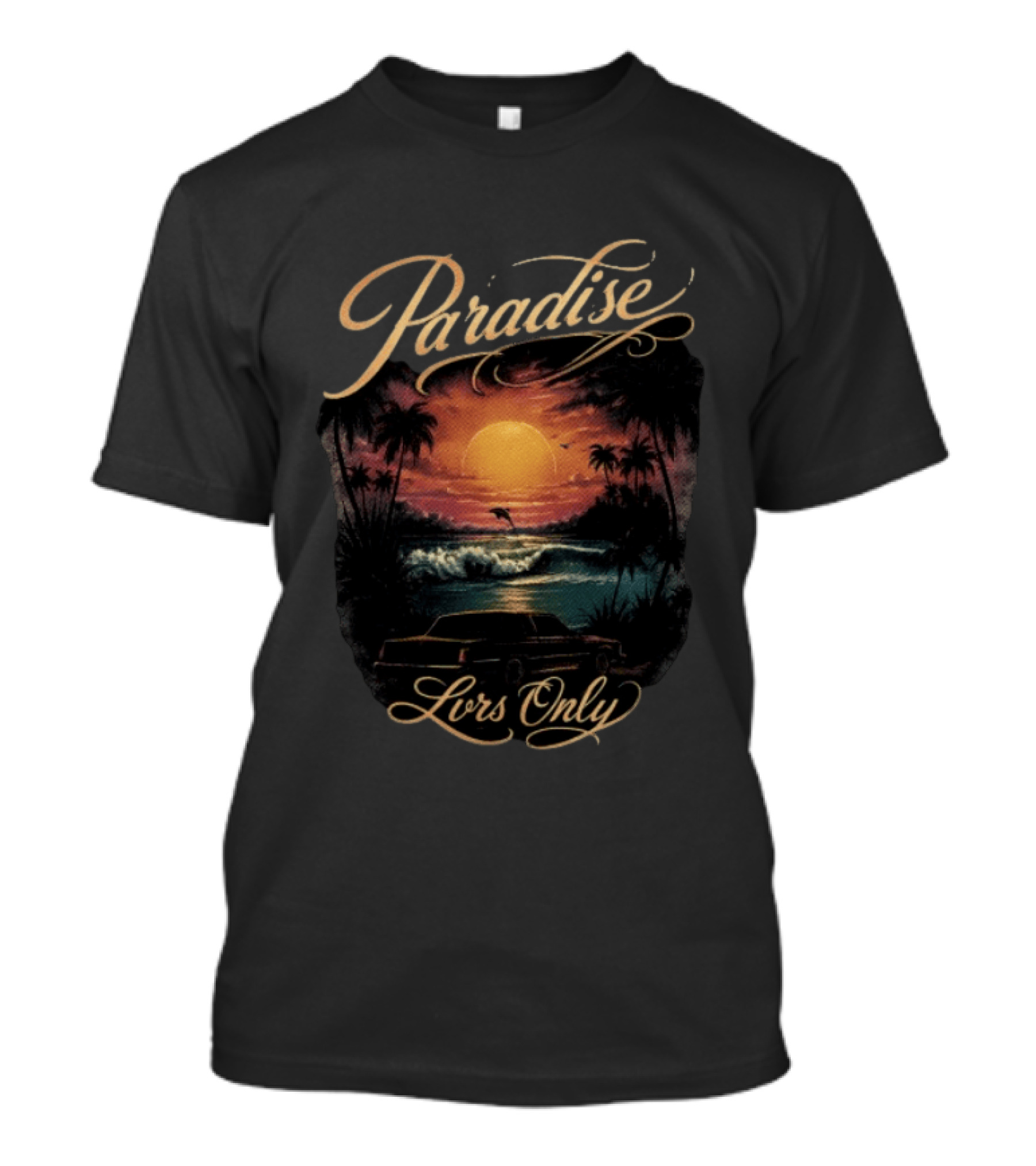 Paradise Lovers Only Sunset Beach Scene T-Shirt