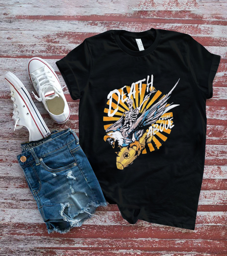 Skeleton Eagle Riding Bomb Death From Above T-Shirt