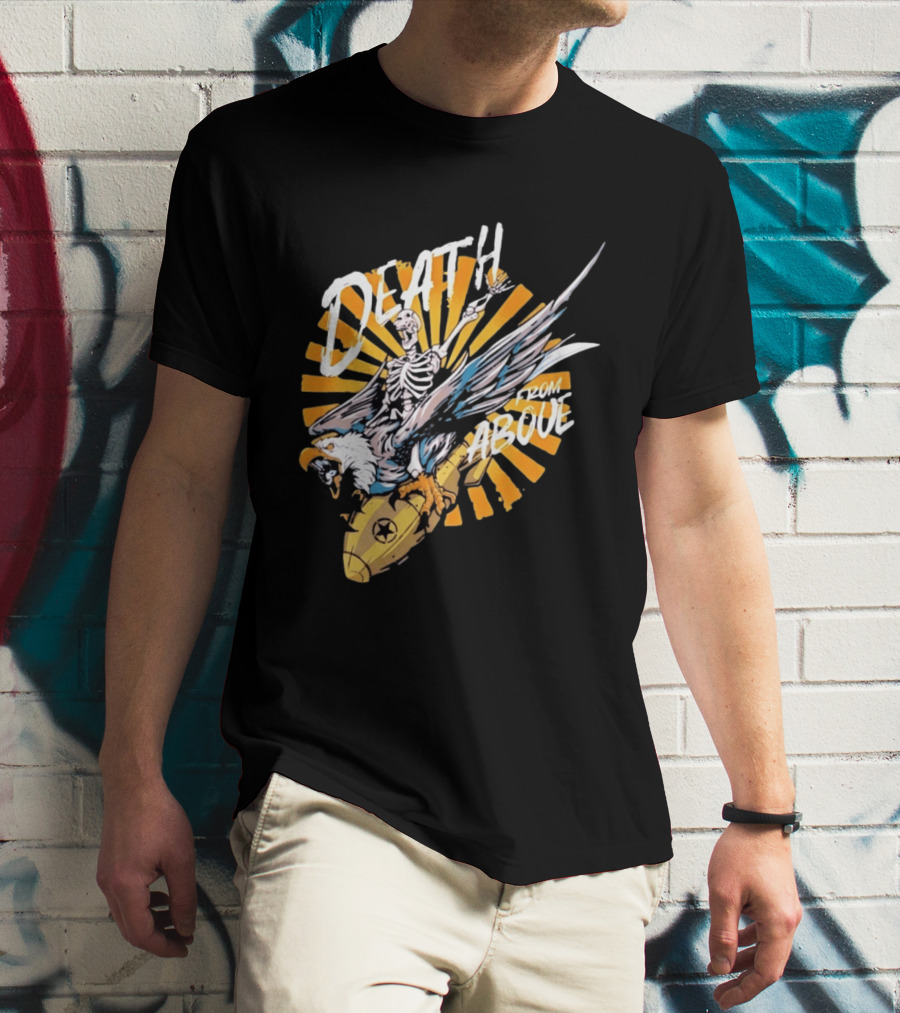 Skeleton Eagle Riding Bomb Death From Above T-Shirt