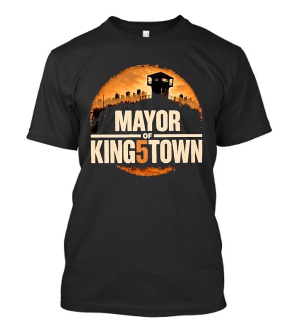 Mayor Of Kingstown Tower Silhouette Skyline Orange Circle T-Shirt