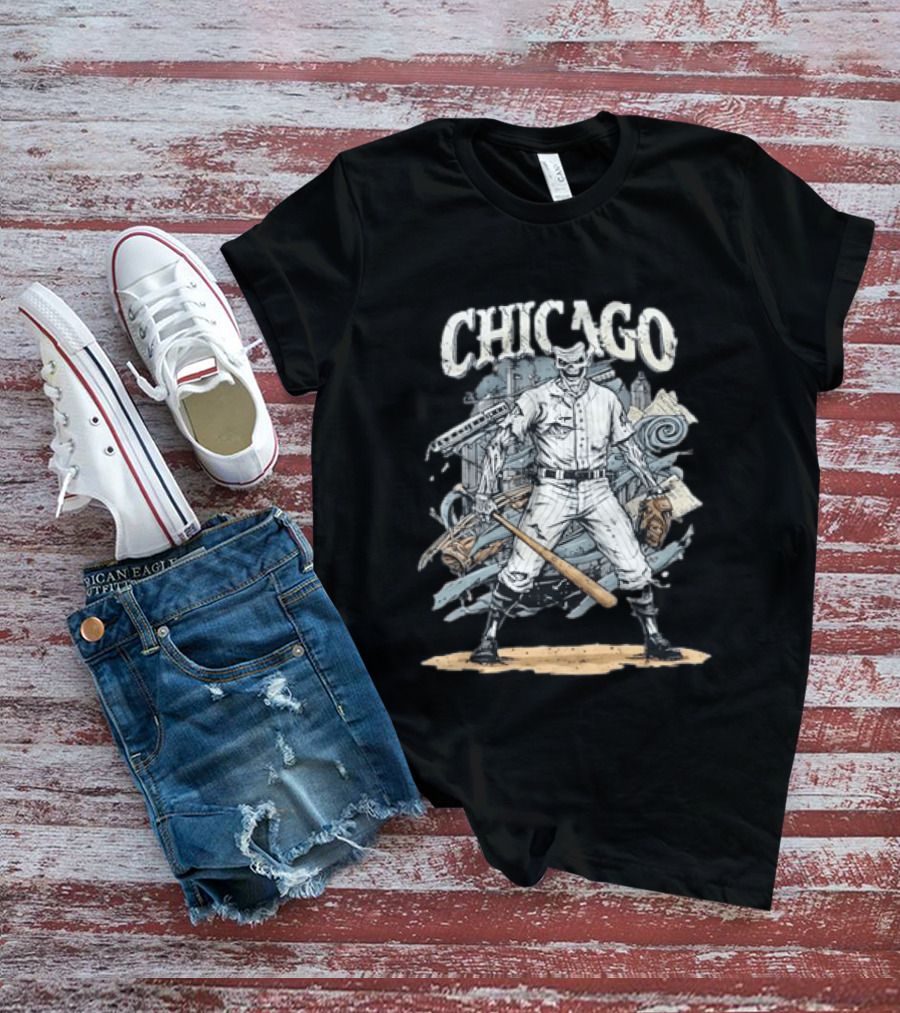 Chicago Zombie Baseball Player With Bat And Glove T-Shirt