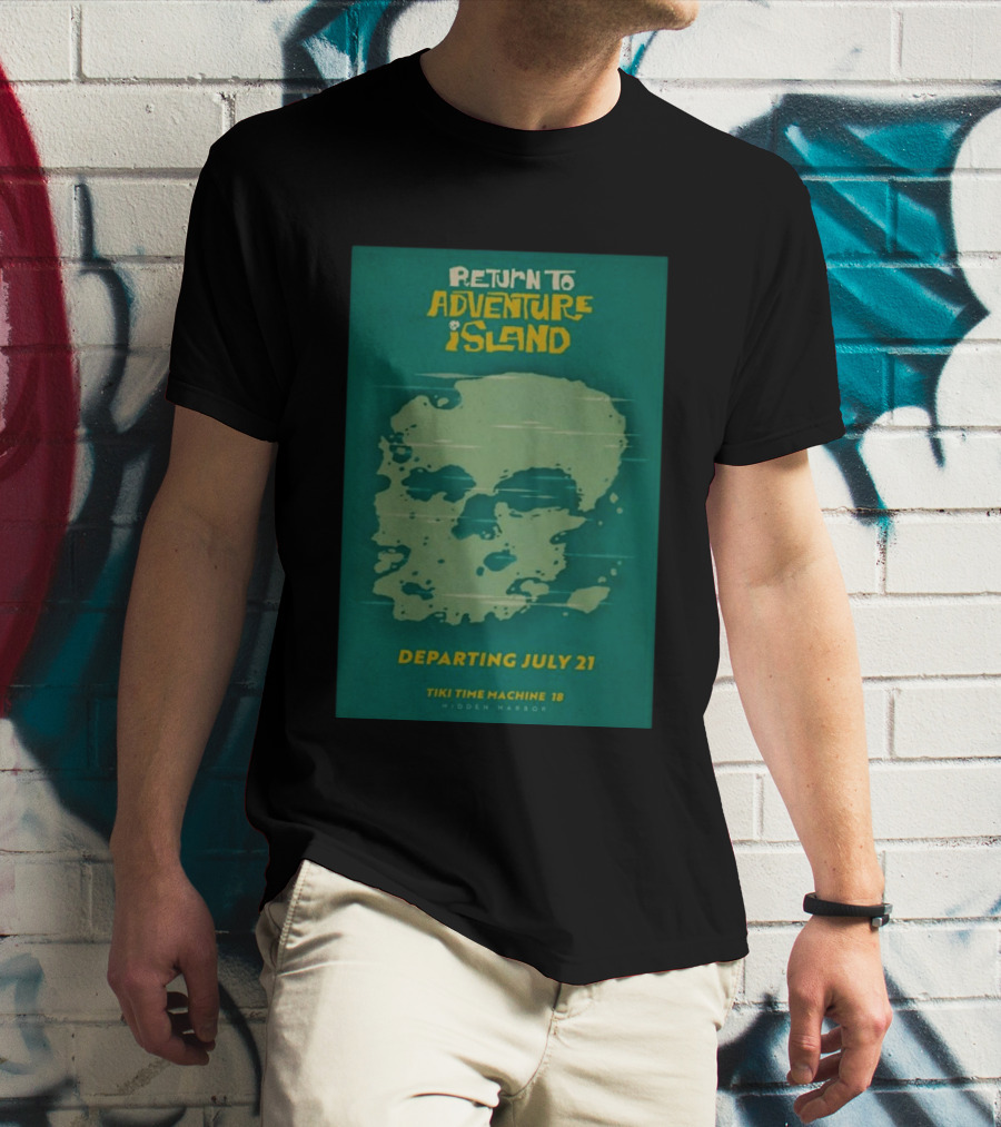 Return To Adventure Island Tiki Time Machine 18 Departing July 21 Hidden Harbor T-Shirt