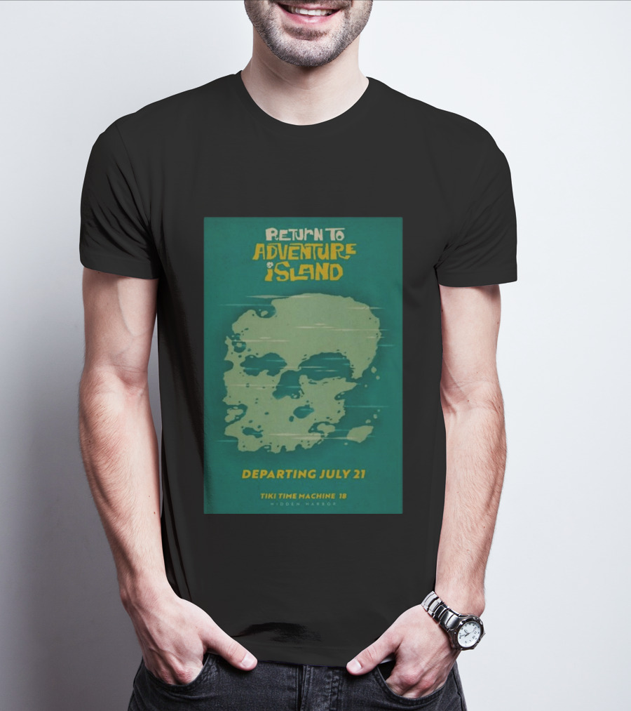 Return To Adventure Island Tiki Time Machine 18 Departing July 21 Hidden Harbor T-Shirt