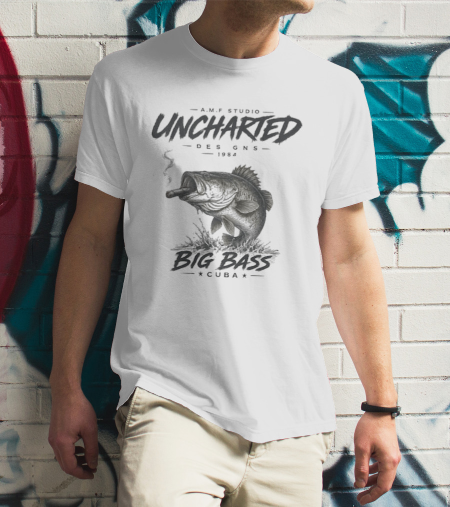 A.M.P Studio Uncharted 1994 Big Bass Cuba Smoking Fish T-Shirt