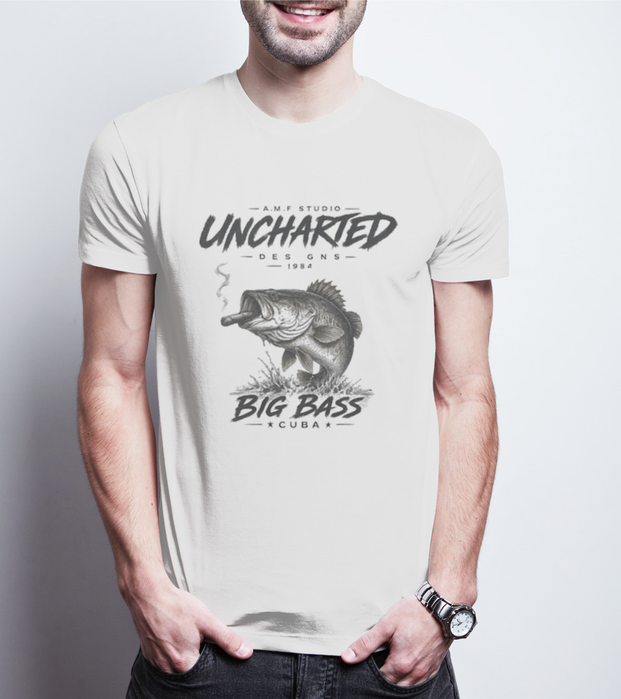 A.M.P Studio Uncharted 1994 Big Bass Cuba Smoking Fish T-Shirt