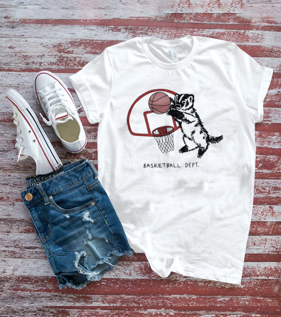 Basketball Dept Badger Dunking In Hoop T-Shirt