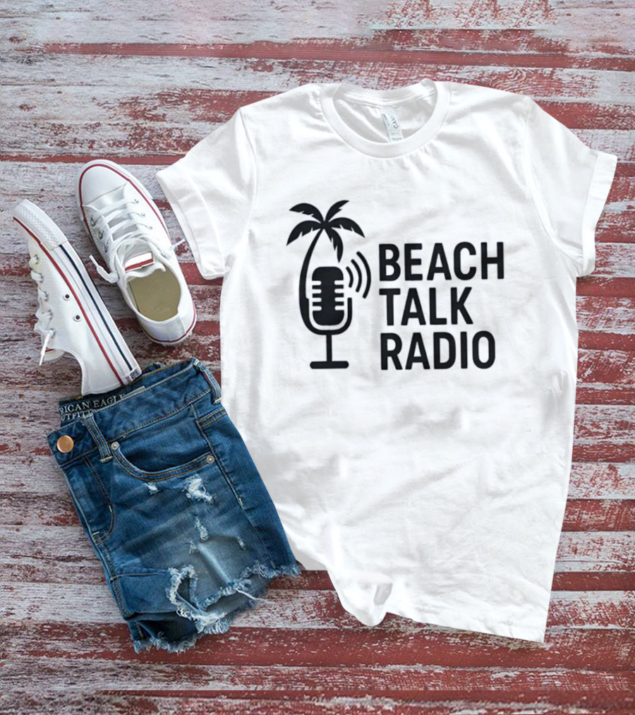 Beach Talk Radio Palm Tree Microphone T-Shirt