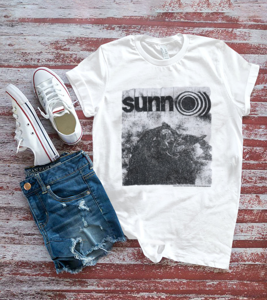 Sunn O))) Brain Dead Collaboration Black And White Distressed T-Shirt
