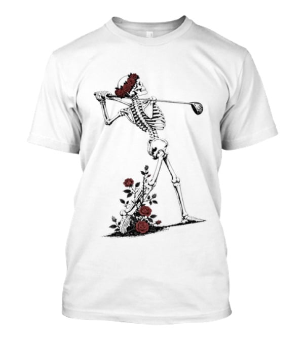 Grateful Dead Skeleton Golfer With Roses And Golf Club T-Shirt