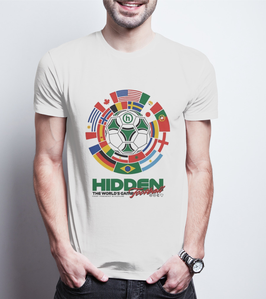Hidden The World's Game Football Multinational Flags Circle Soccer Ball T-Shirt