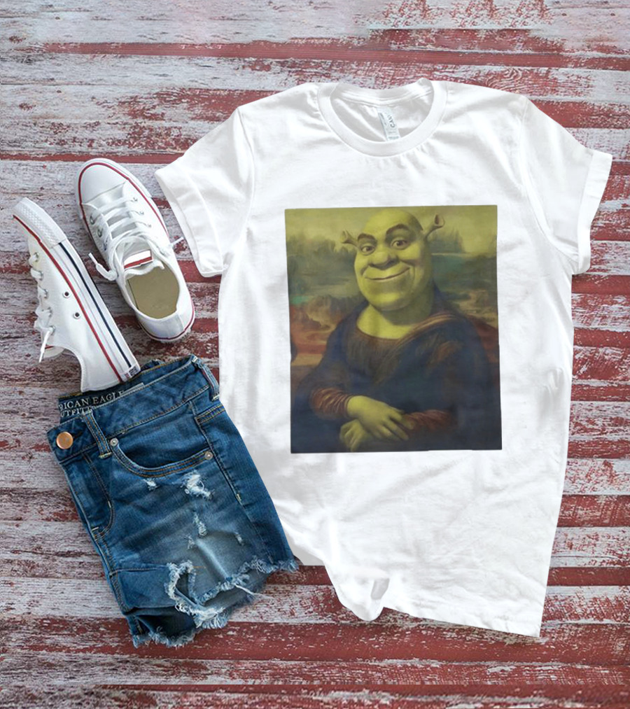 Shrek Mona Lisa Crossover Painting T-Shirt
