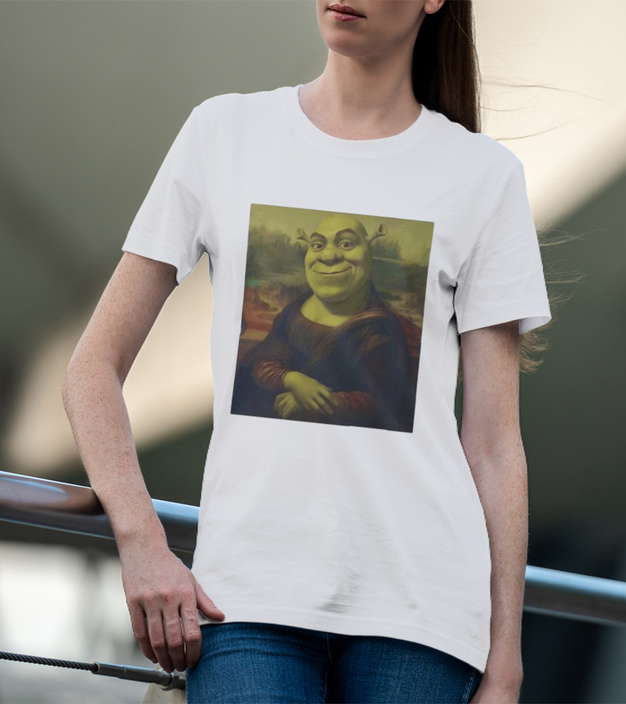 Shrek Mona Lisa Crossover Painting T-Shirt