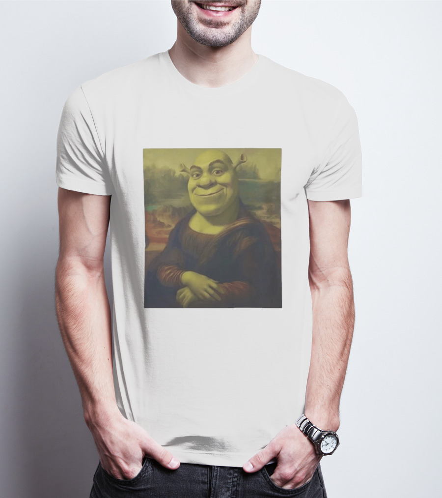 Shrek Mona Lisa Crossover Painting T-Shirt