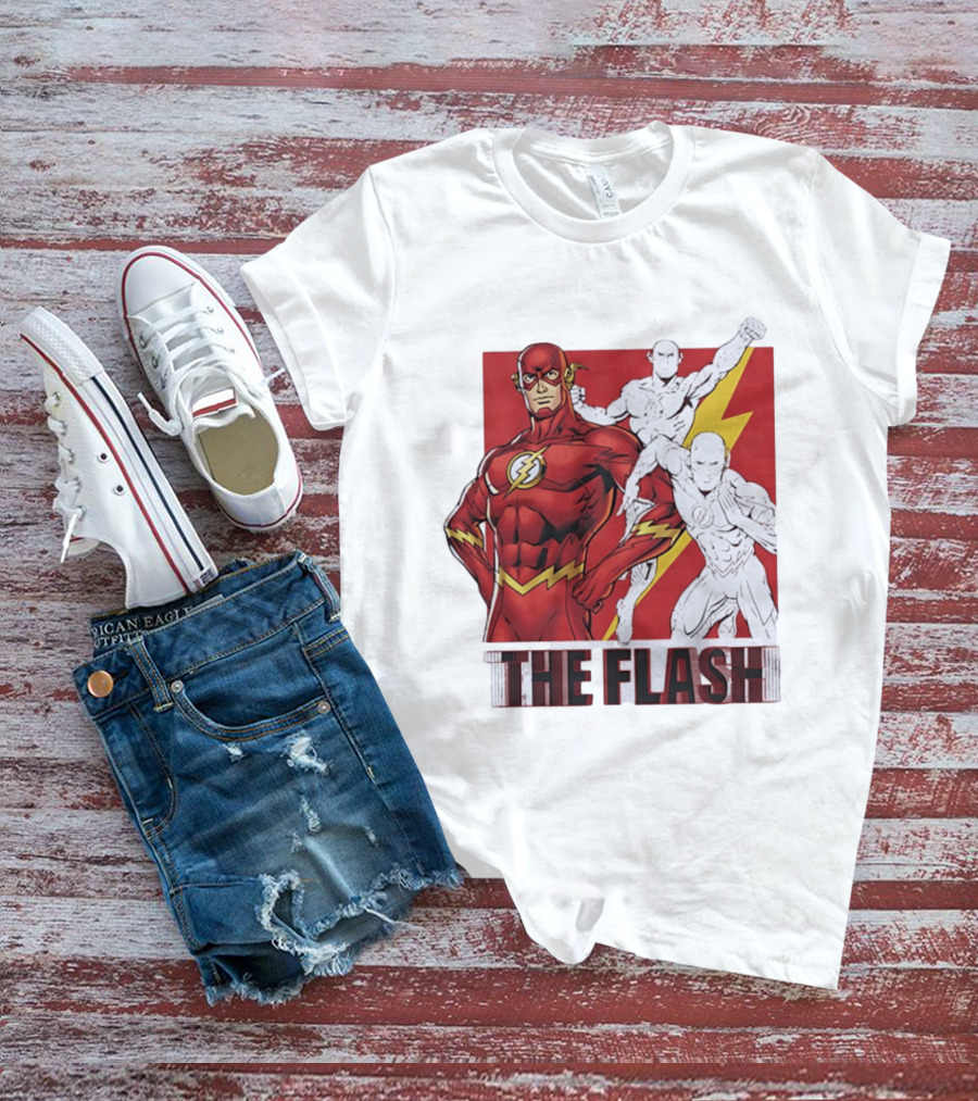 The Flash Scarlet Speedster DC Comics Lightning Bolt Heroic Pose T-Shirt
