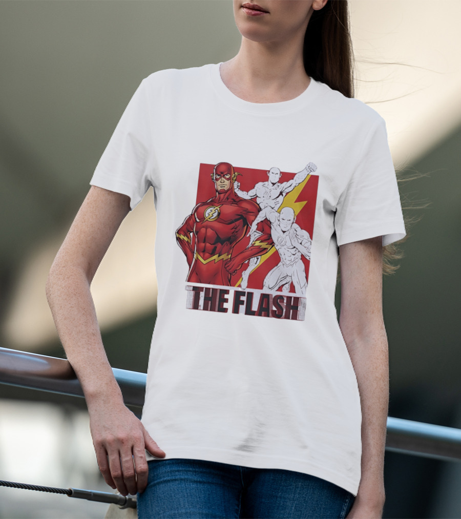 The Flash Scarlet Speedster DC Comics Lightning Bolt Heroic Pose T-Shirt