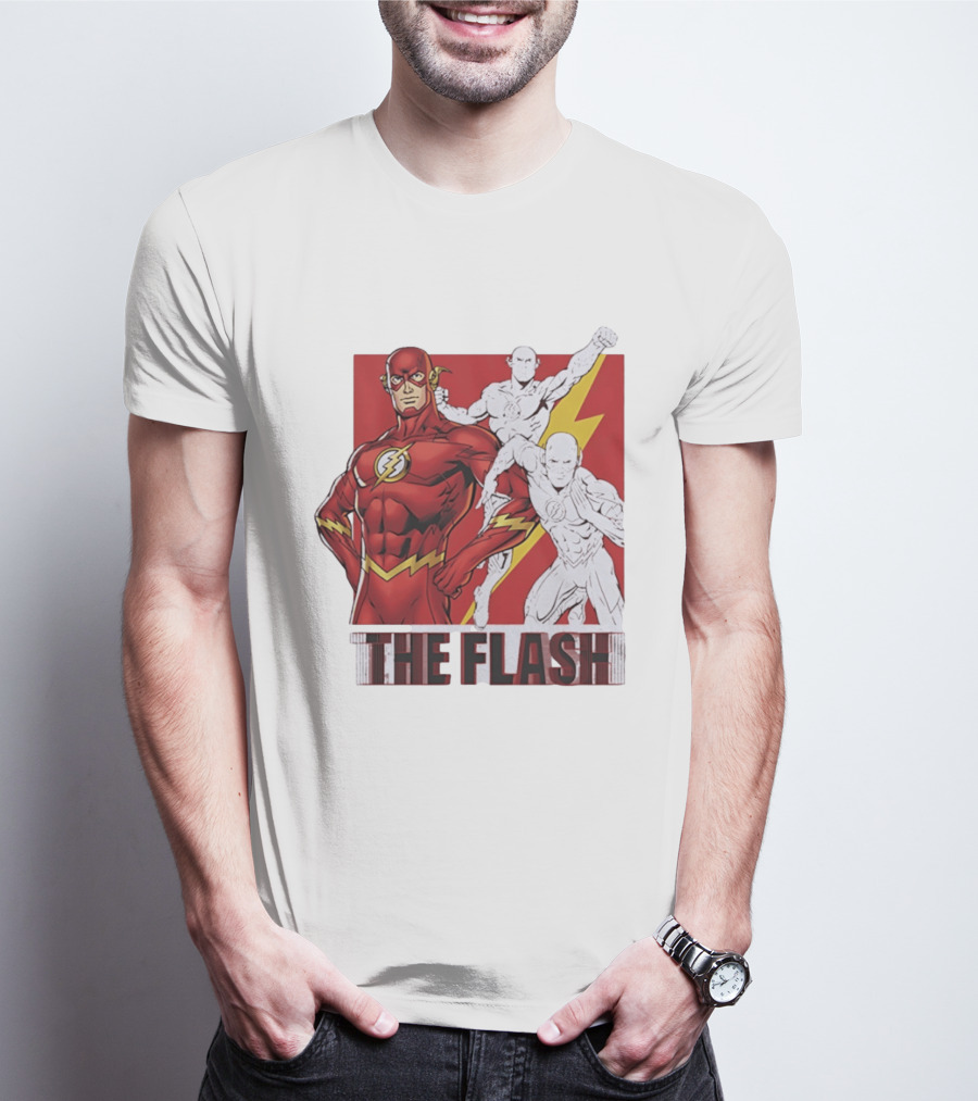 The Flash Scarlet Speedster DC Comics Lightning Bolt Heroic Pose T-Shirt