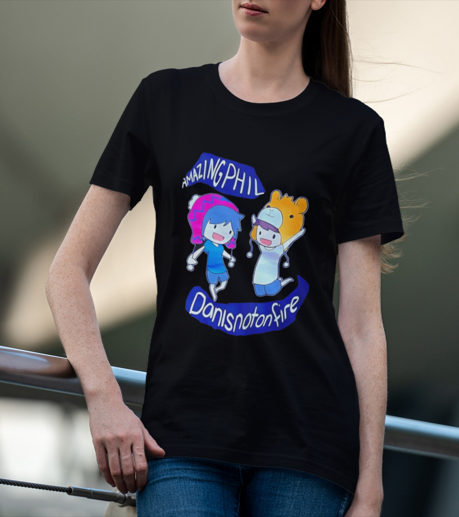 Amazing Phil Danisnotonfire Cartoon Characters Jumping T-Shirt