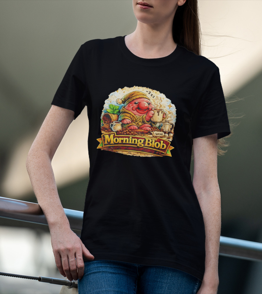 Cozy Morning Blob Coffee Drinker Sugar Delight Relaxation T-Shirt