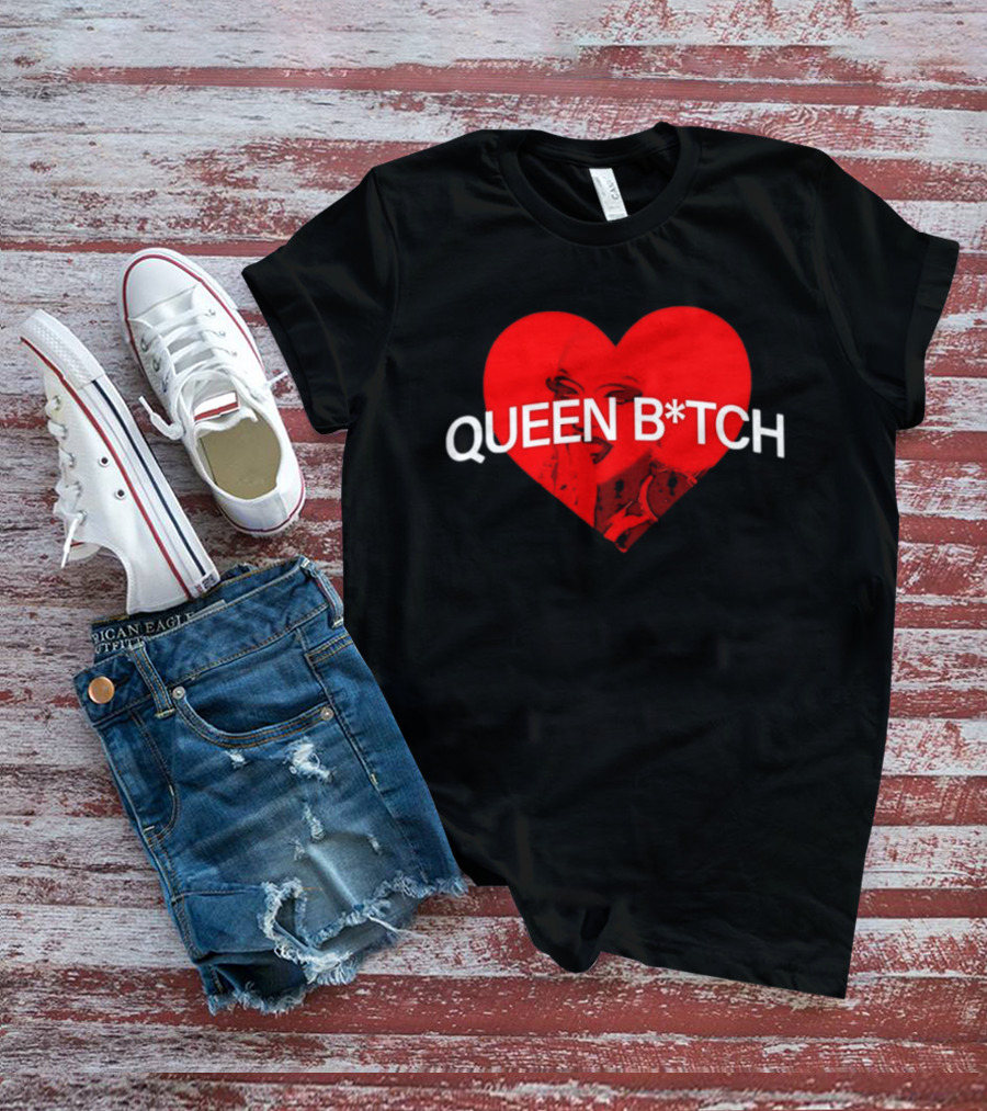 Queen B*tch Bold Typography Houston Hardcore Heart T-Shirt