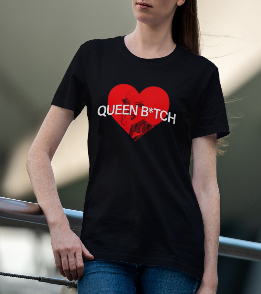 Queen B*tch Bold Typography Houston Hardcore Heart T-Shirt