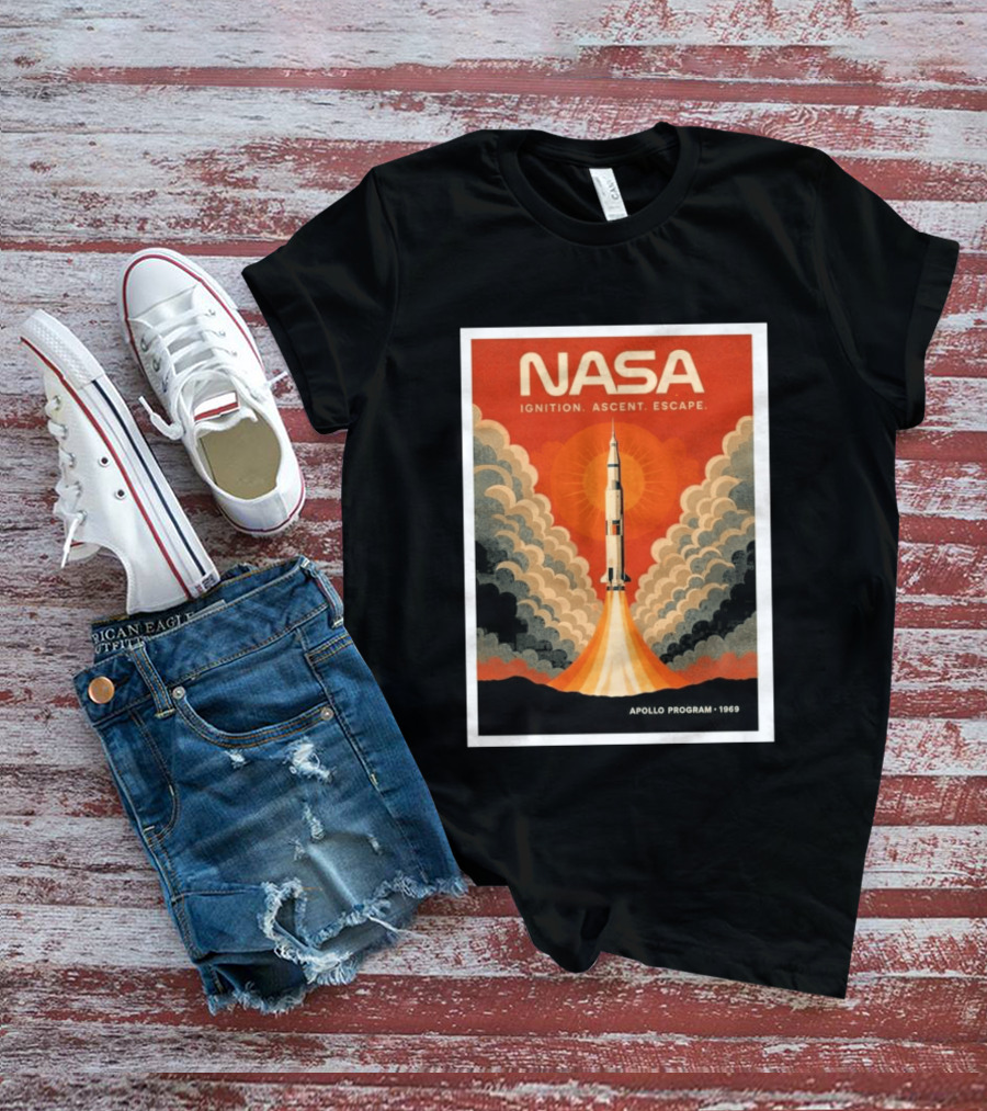 NASA Ignition Ascent Escape Apollo Program 1969 Rocket Launch T-Shirt