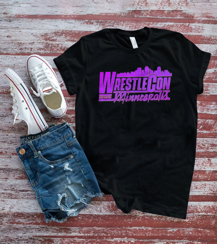 WrestleCon Destination Minneapolis Professional Wrestling Event Skyline T-Shirt