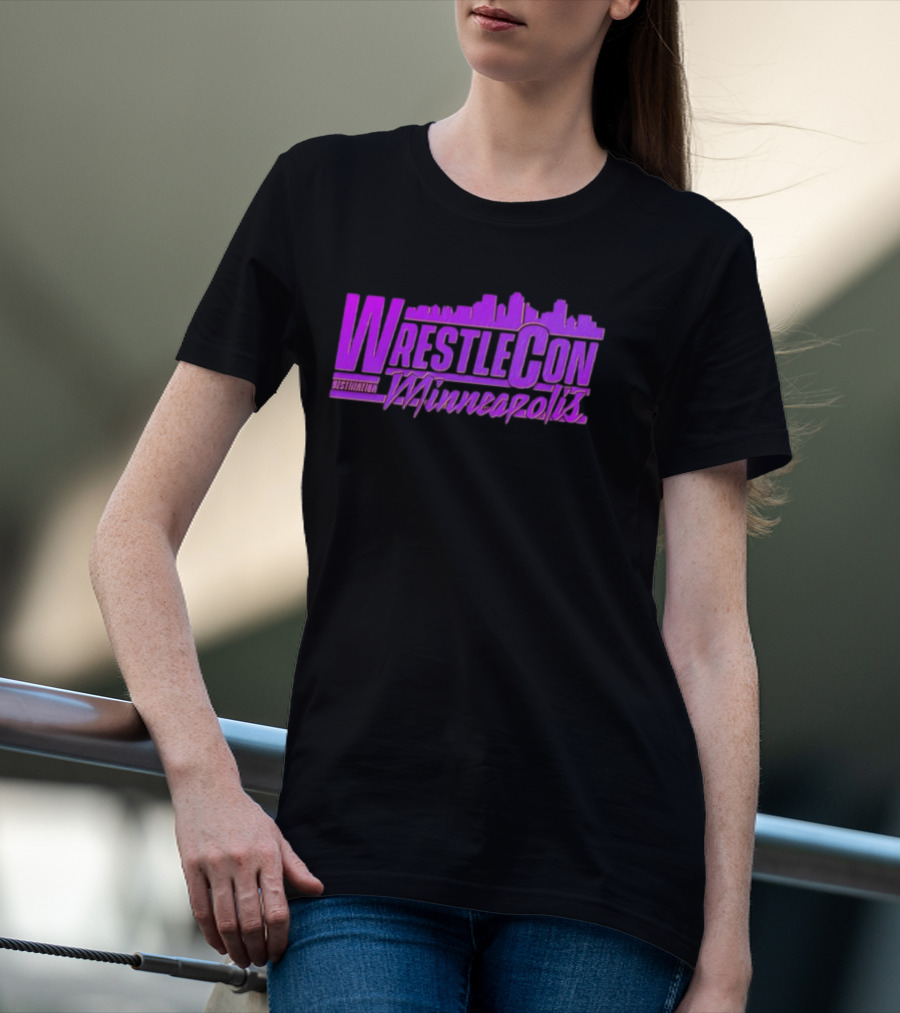 WrestleCon Destination Minneapolis Professional Wrestling Event Skyline T-Shirt