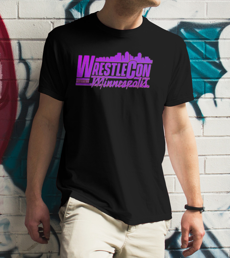 WrestleCon Destination Minneapolis Professional Wrestling Event Skyline T-Shirt