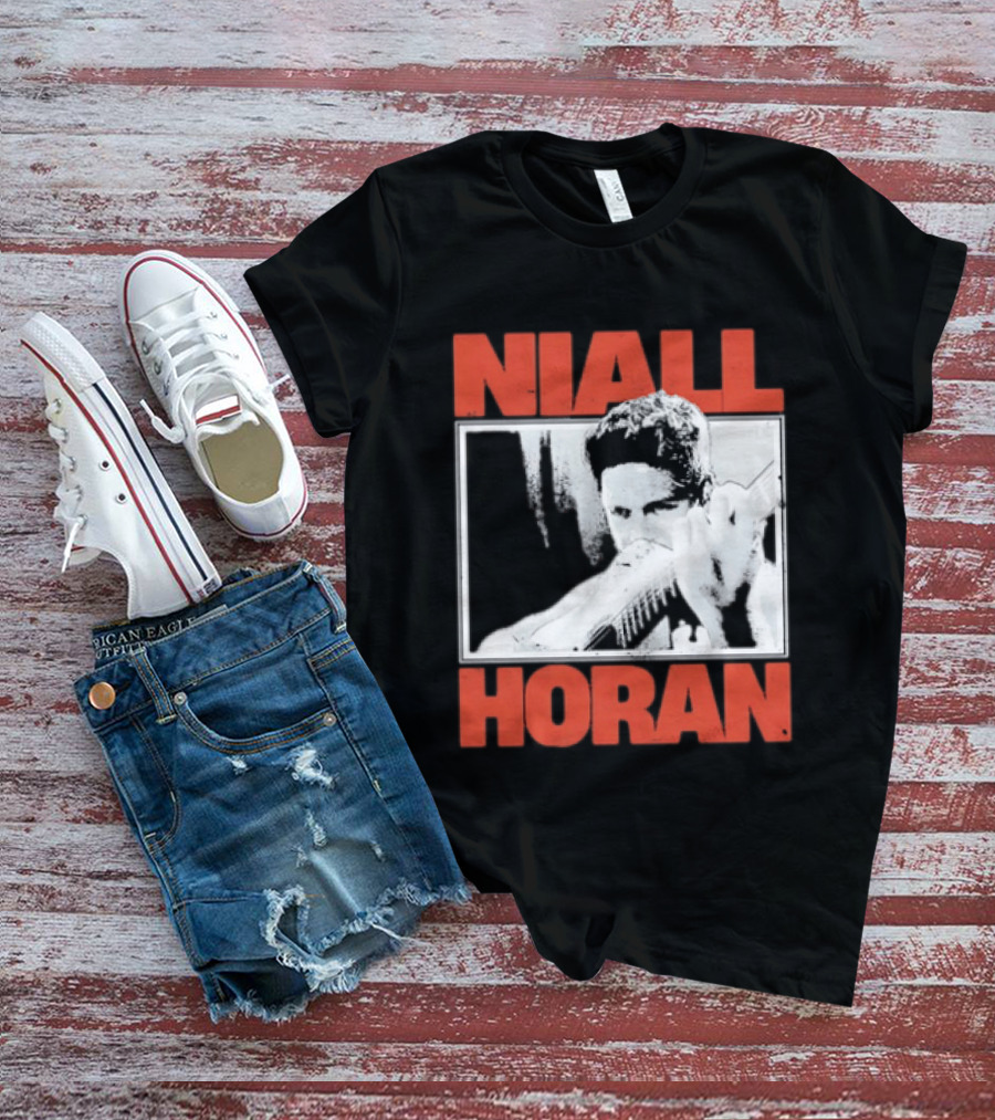 Niall Horan Playing Guitar Black And White T-Shirt