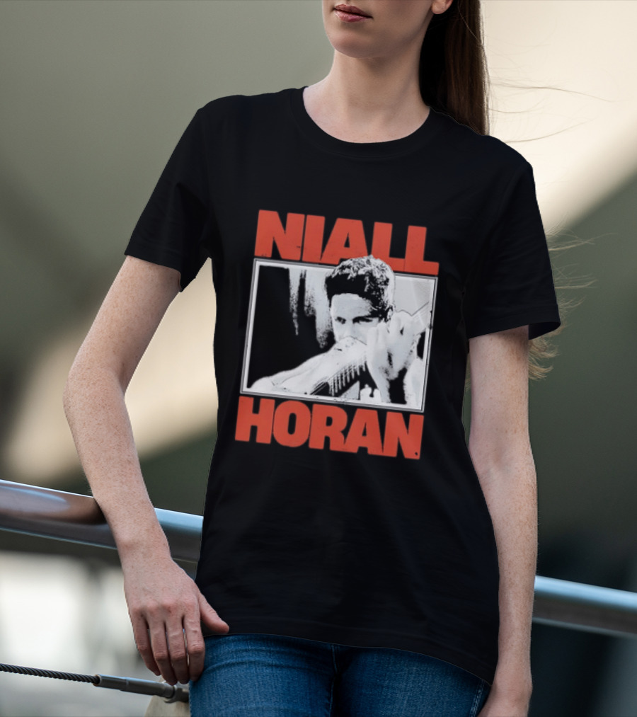Niall Horan Playing Guitar Black And White T-Shirt