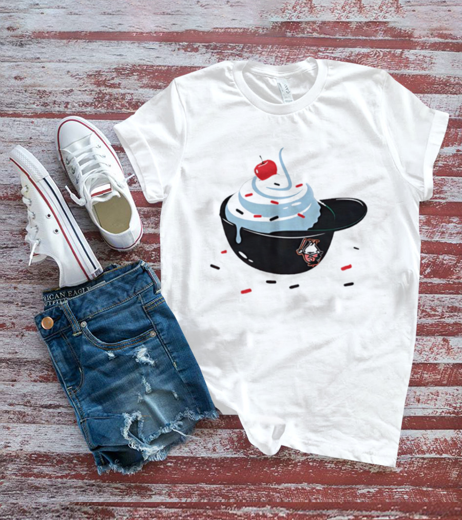 Baseballism Ice Cream Helmet Sundae With Cherry Baseball T-Shirt