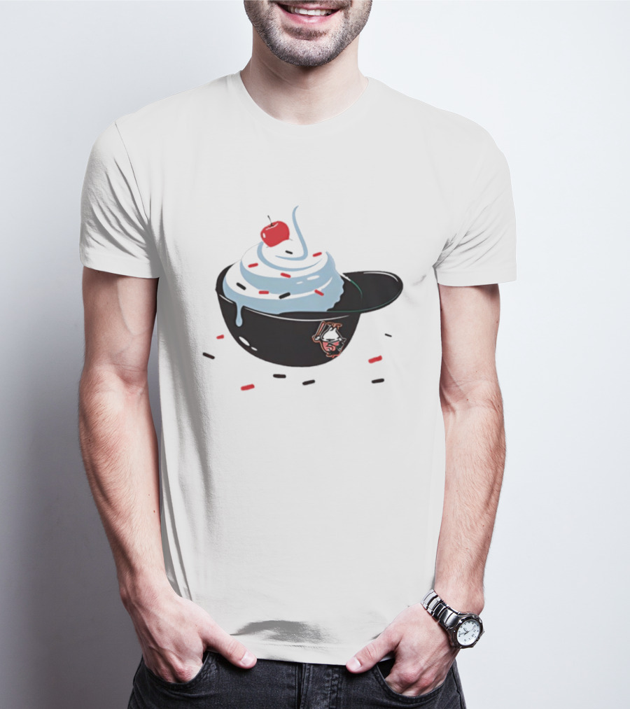 Baseballism Ice Cream Helmet Sundae With Cherry Baseball T-Shirt