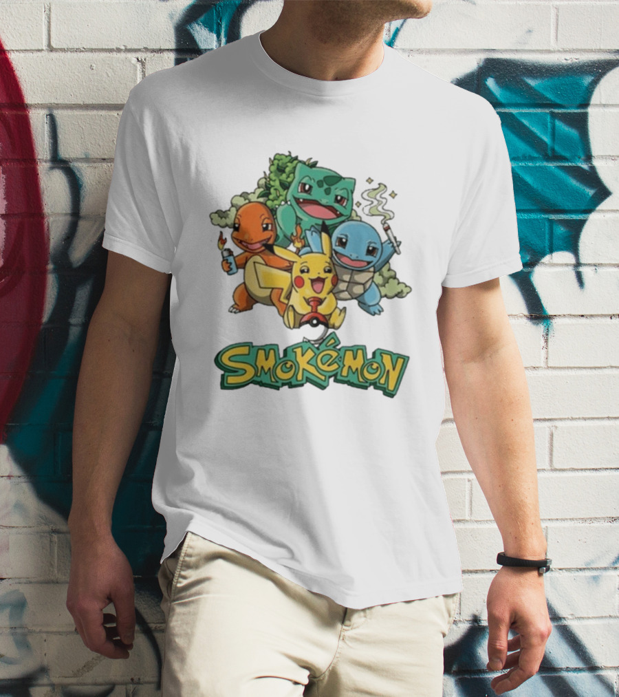 Smokemon Pikachu Charmander Squirtle Bulbasaur Fun T-Shirt