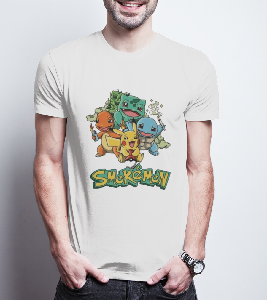 Smokemon Pikachu Charmander Squirtle Bulbasaur Fun T-Shirt