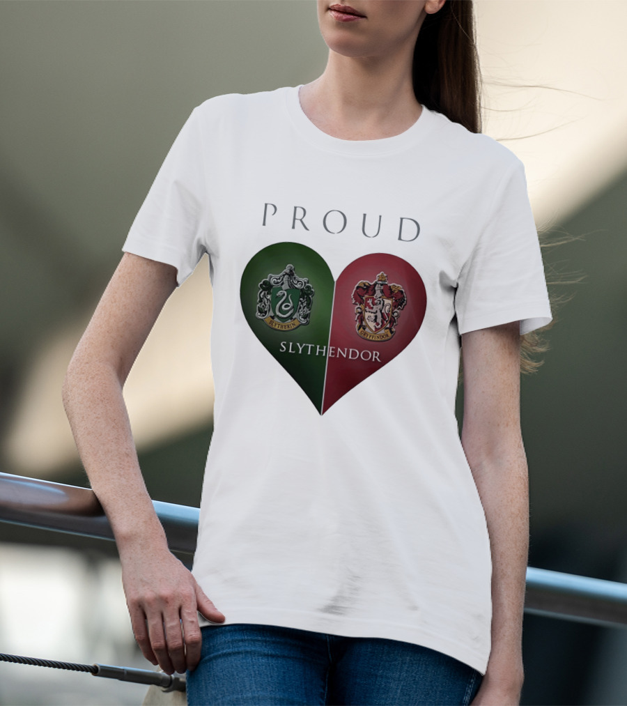 Proud Slythendor Heart Slytherin Gryffindor Crest Combination T-Shirt